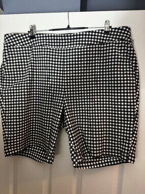 Talbots Black and white Checked Flat Front Shorts 22W